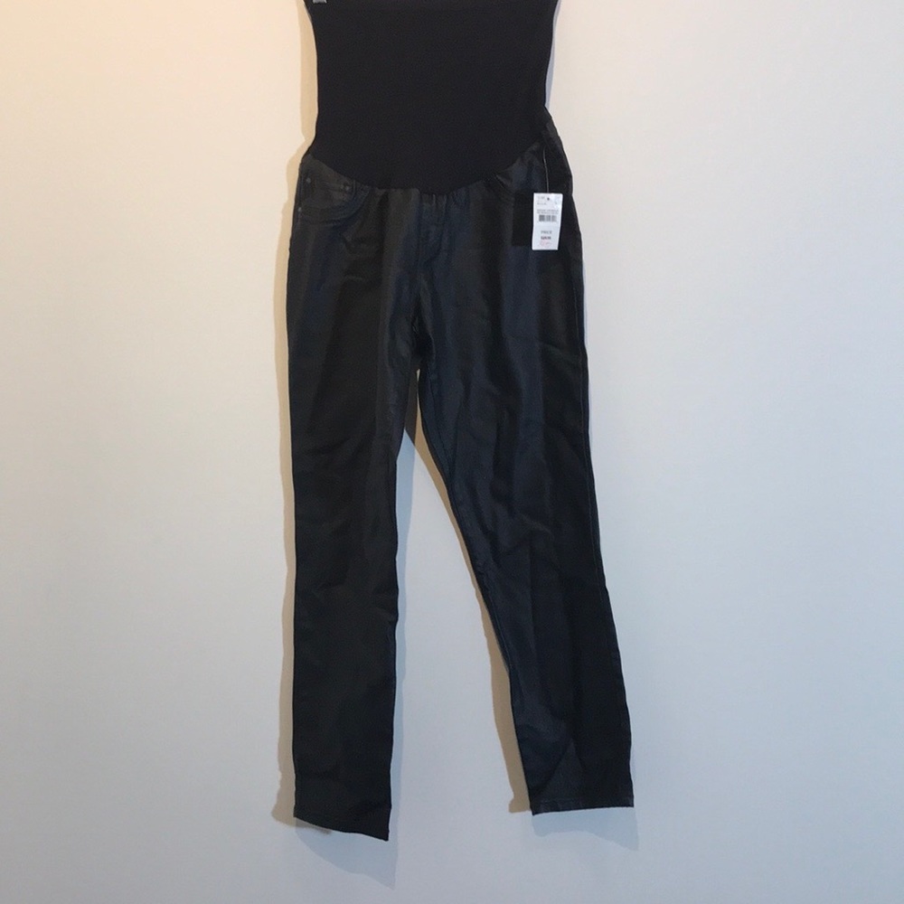 INDIGO BLUE LEATHER MATERNITY PANTS